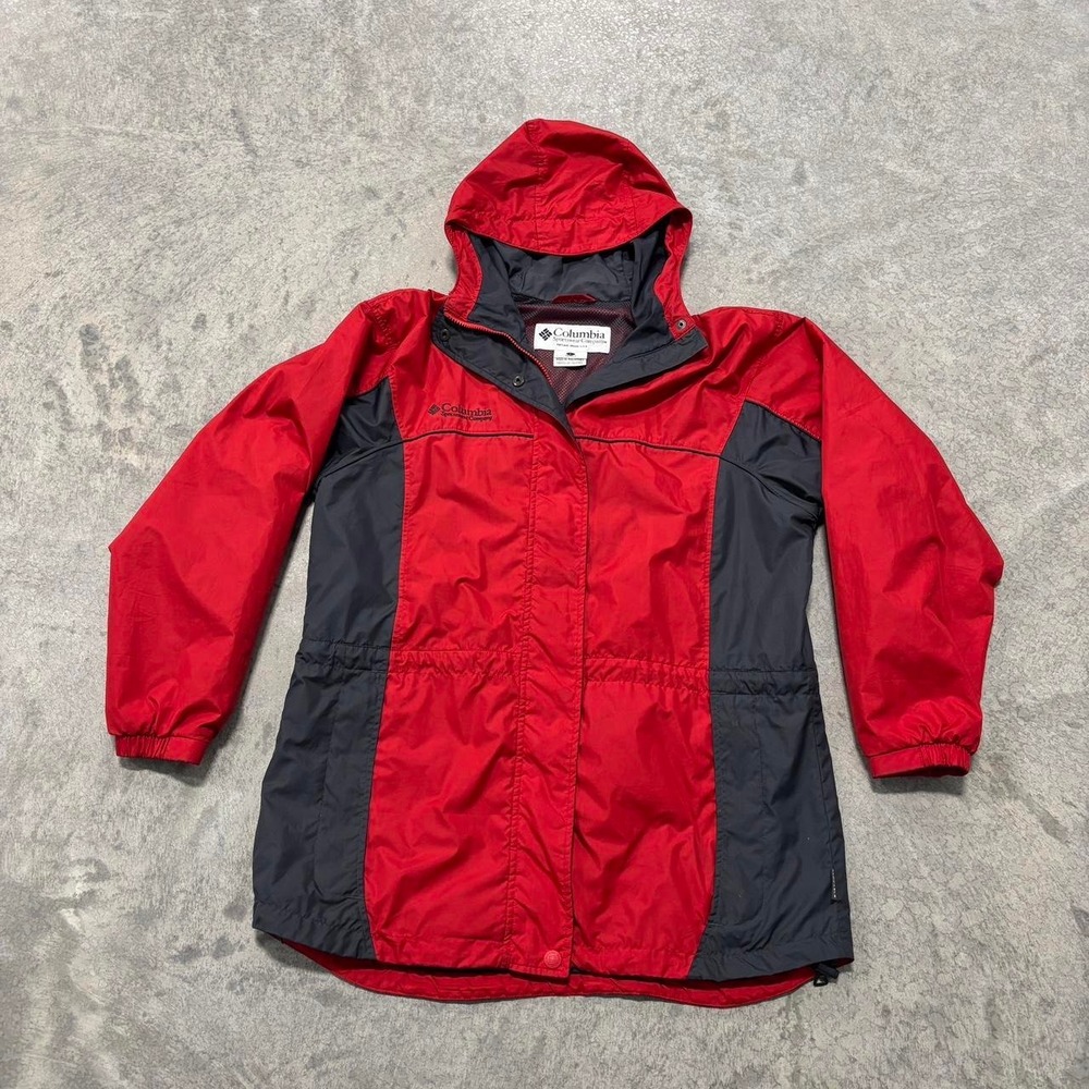 Columbia Sportswear Red & Black Rain Jacket Men's Size Large Lightweight